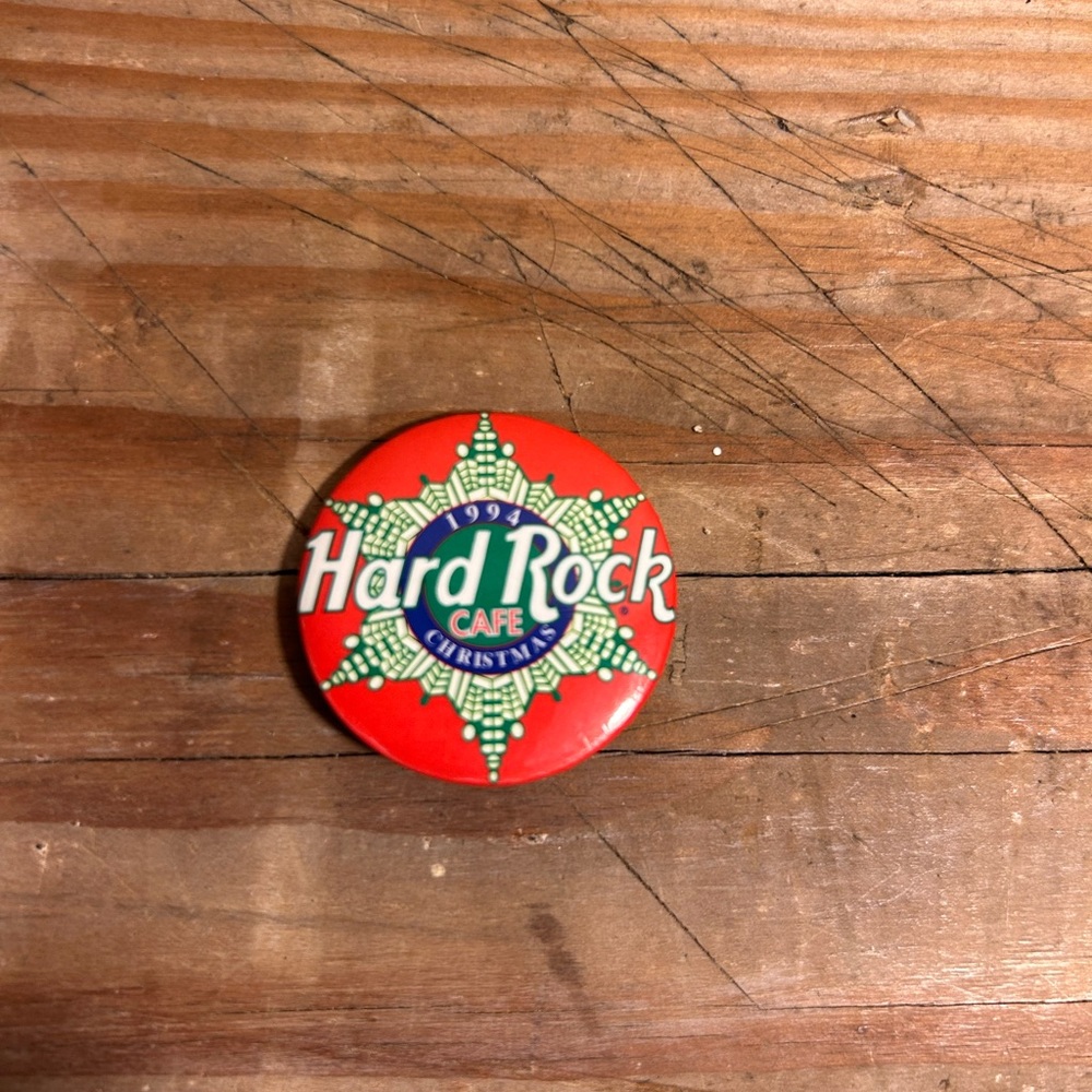 Hard Rock Cafe Red and Green Christmas Badge
